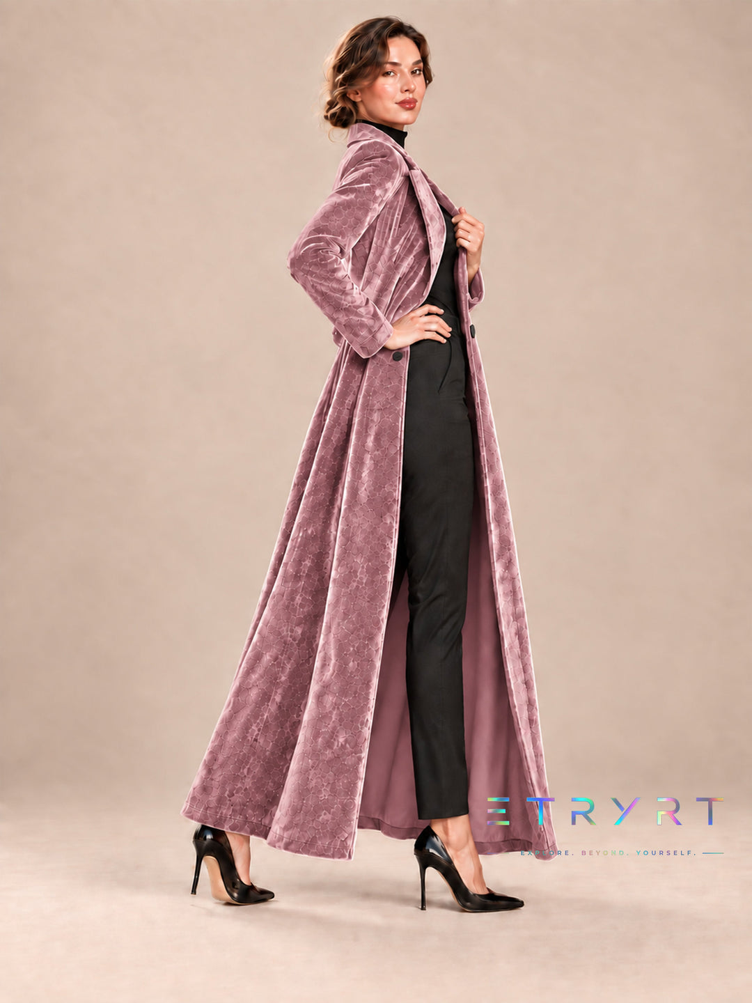 Beatrice | Samt Offene Maxi Jacke