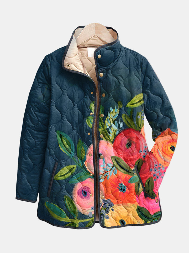 Amaya | Steppjacke mit vintage Blumenmuster