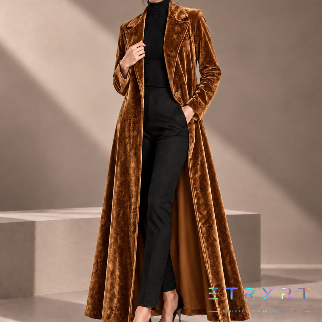 Beatrice | Samt Offene Maxi Jacke