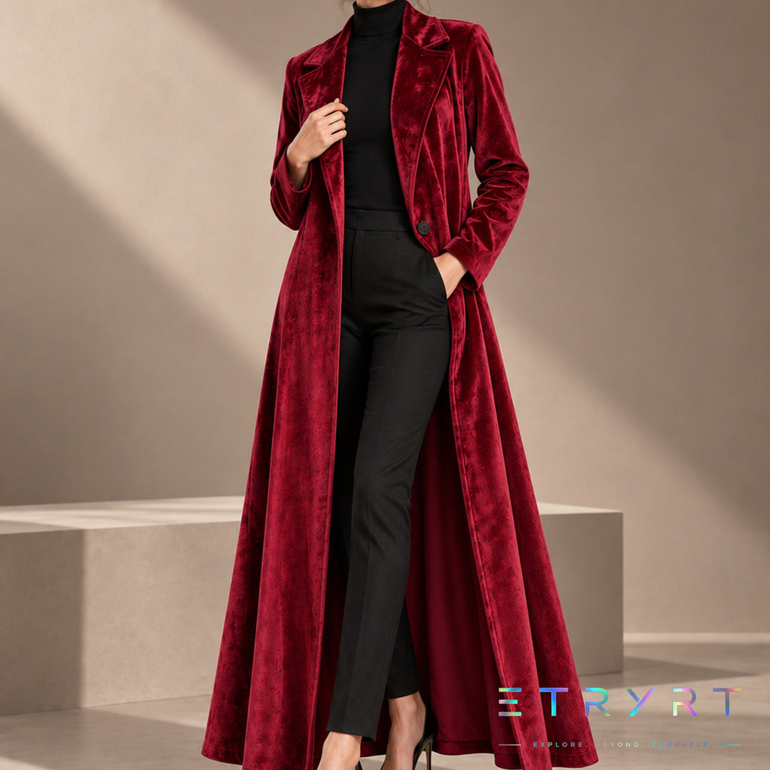 Beatrice | Samt Offene Maxi Jacke
