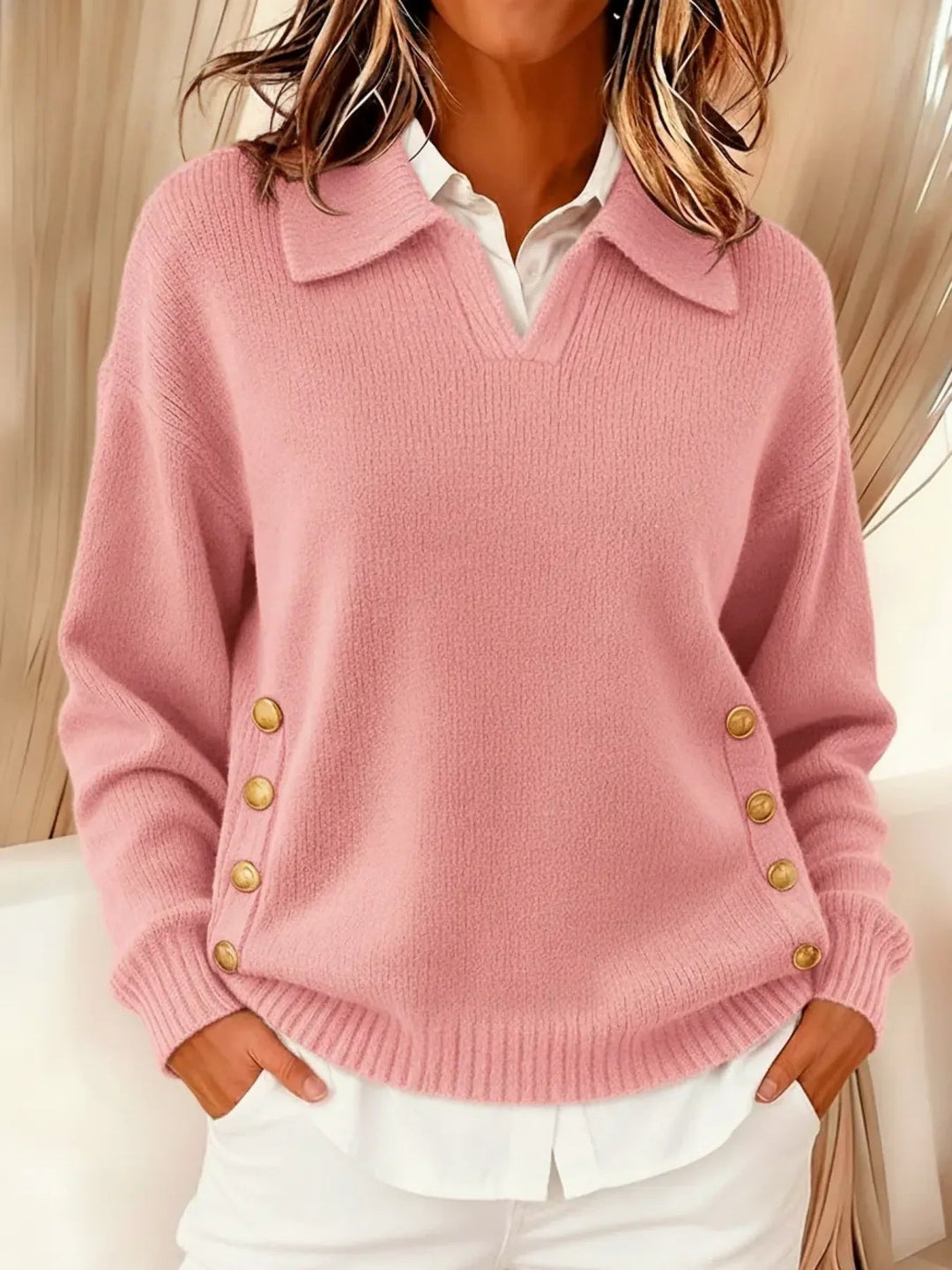 Vynette™ | Pullover mit V-Ausschnitt und Kragen