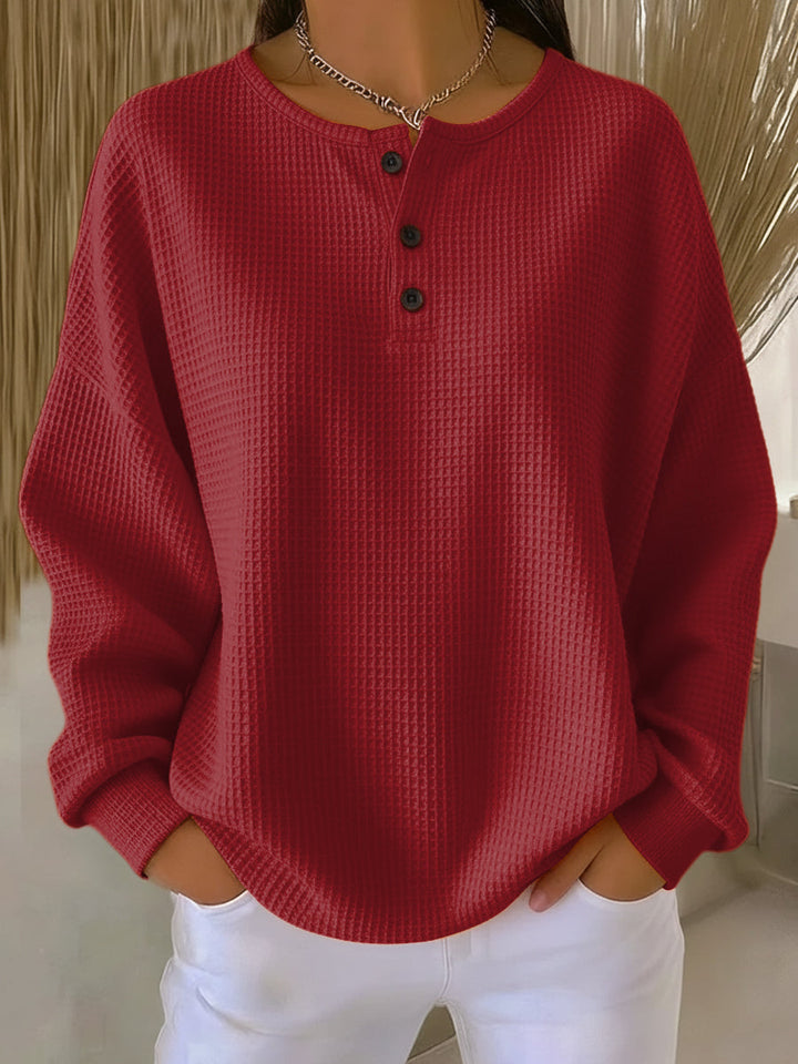 Mirabel™ | Sweatshirt Henley in Waffelstruktur Komfortabel