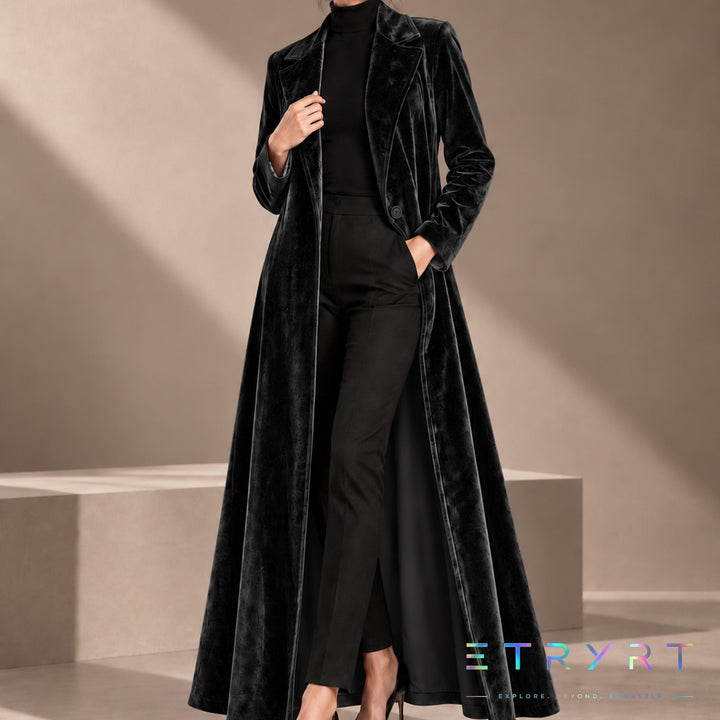 Beatrice | Samt Offene Maxi Jacke