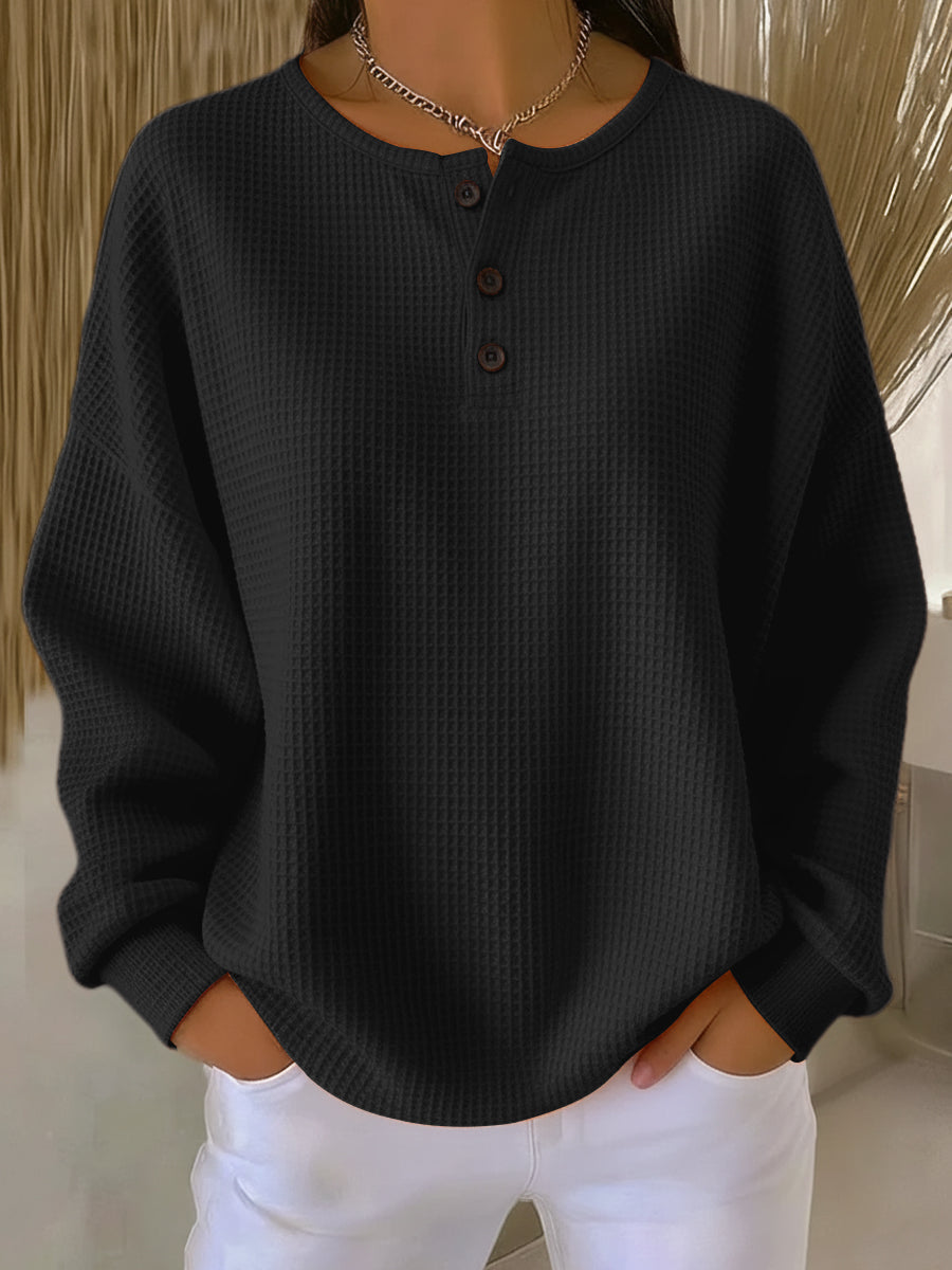 Mirabel™ | Sweatshirt Henley in Waffelstruktur Komfortabel