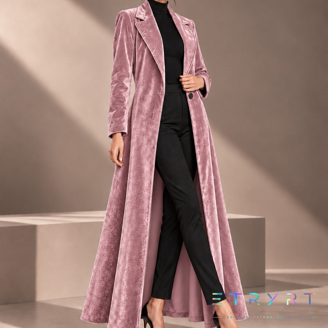 Beatrice | Samt Offene Maxi Jacke