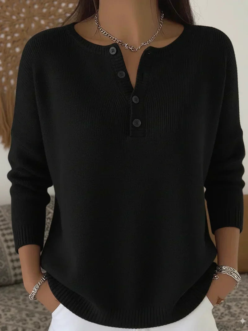 Helena™ | Strickpullover mit Knöpfen im Henley-Stil