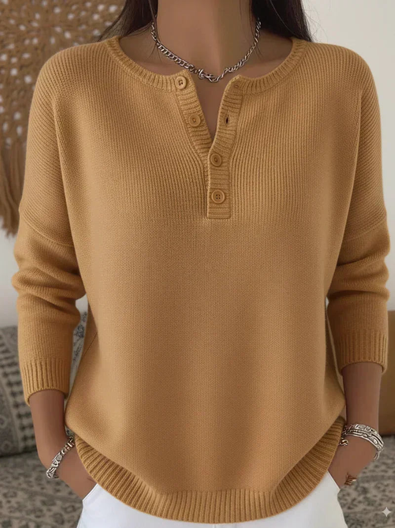 Helena™ | Strickpullover mit Knöpfen im Henley-Stil