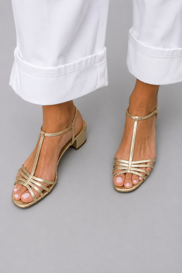 Allegra | Goldene Sandalen Eleganz für den Alltag