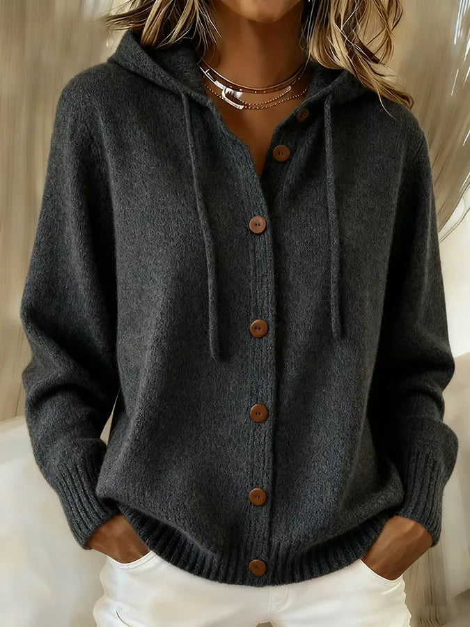 Brenda™ | Bequemer Kapuzencardigan mit Knöpfen
