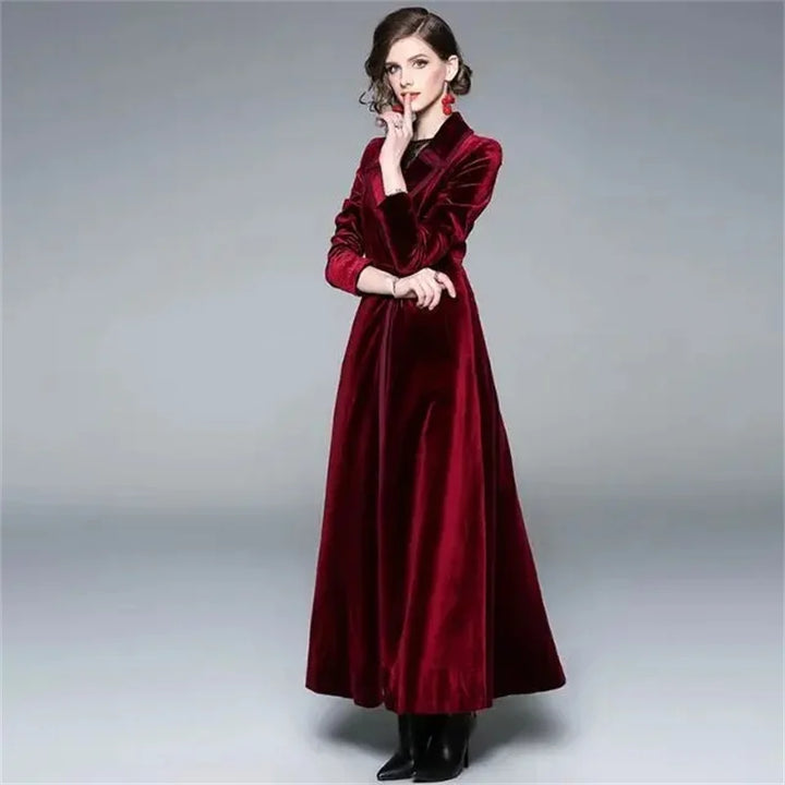 Seraphina | Samt Maxi Mantel in langer Form