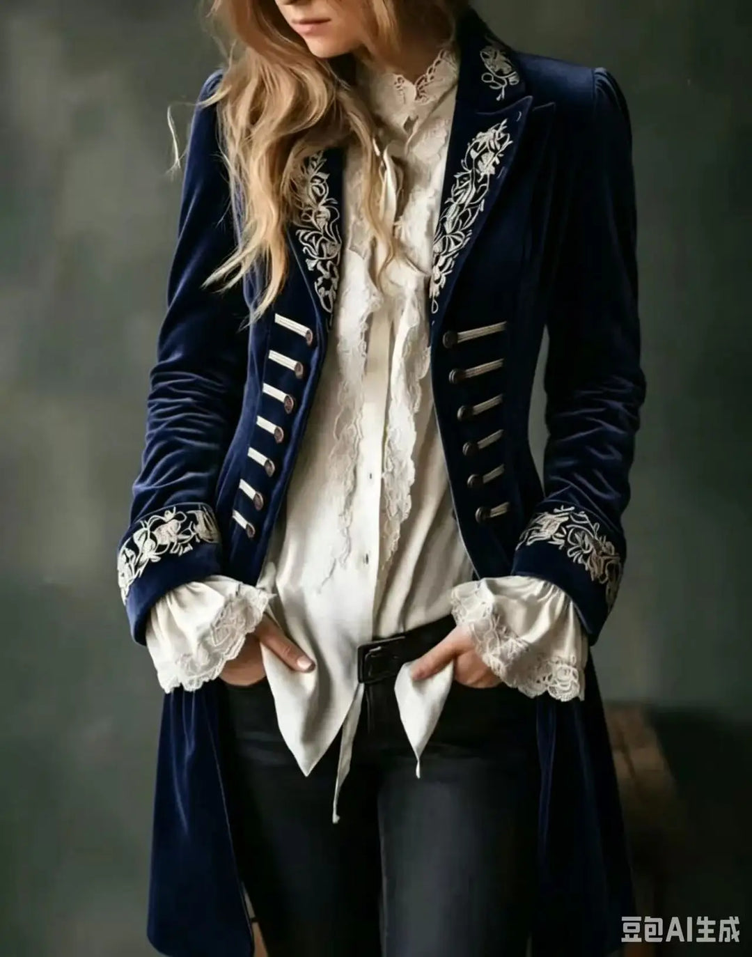 Philomena | Bestickte Samt-Langjacke