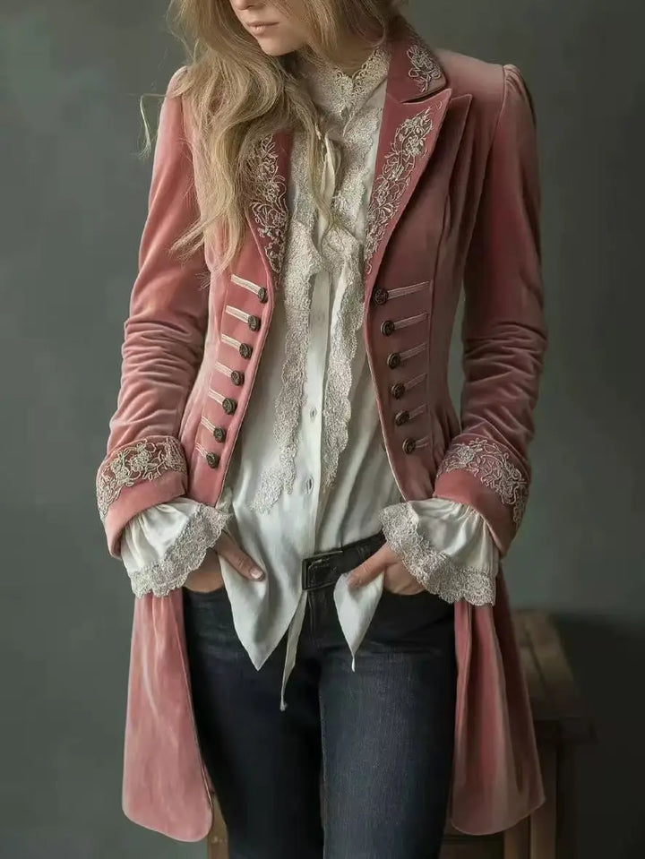 Philomena | Bestickte Samt-Langjacke