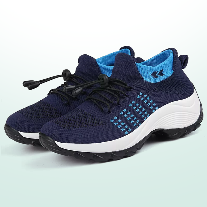 Paisley – Orthopädische Schuhe aus gestricktem Stoff in Blau und Marineblau