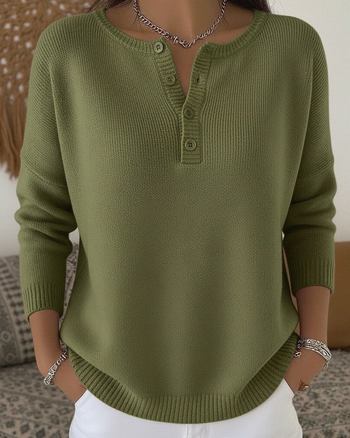 Helena™ | Strickpullover mit Knöpfen im Henley-Stil