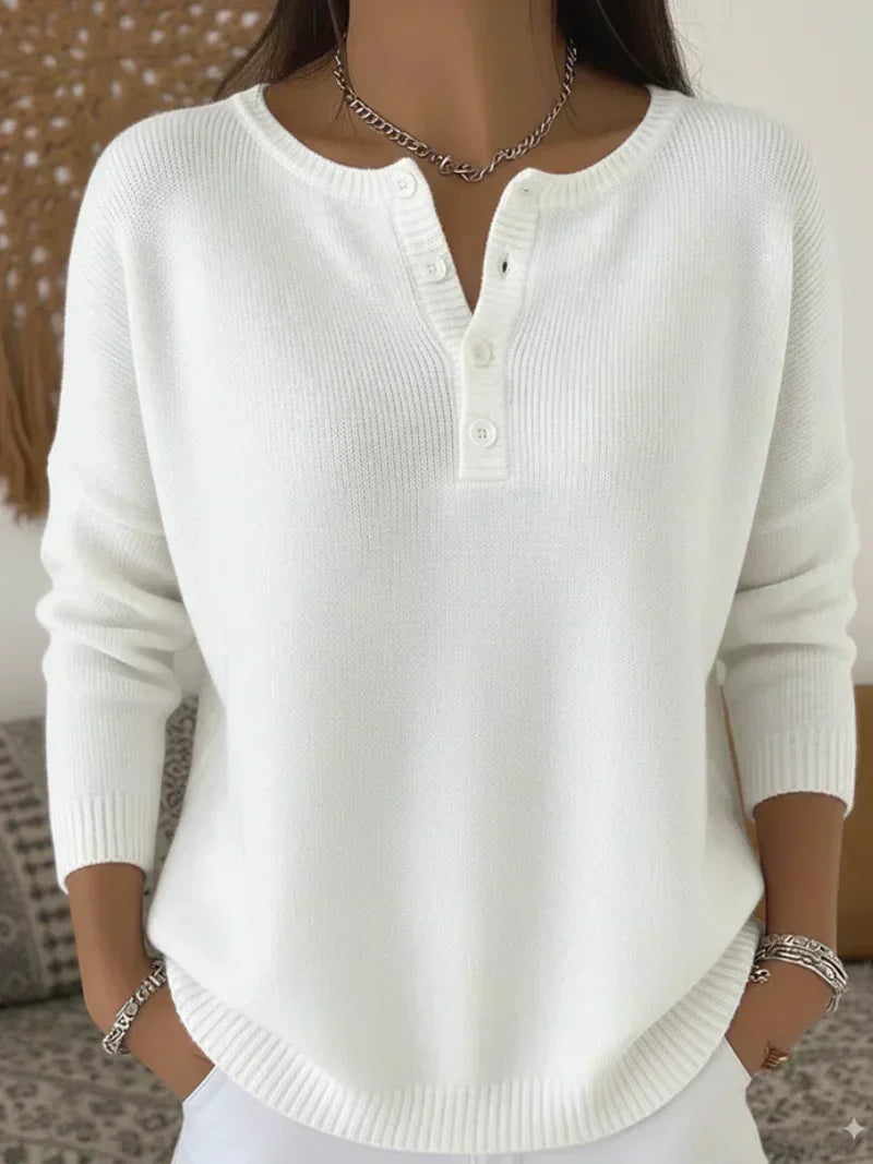 Helena™ | Strickpullover mit Knöpfen im Henley-Stil