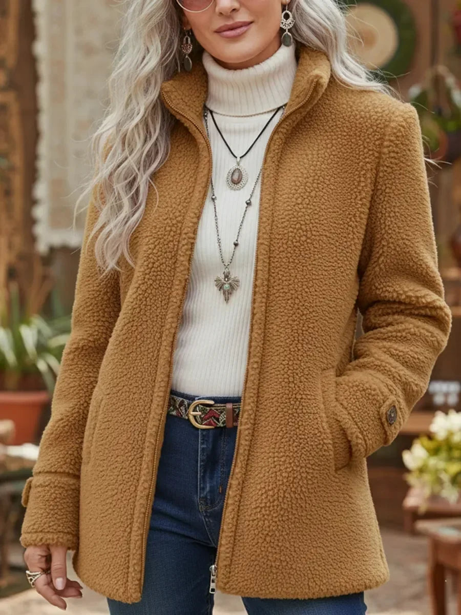Carissa | Vollzip-Lammwoll-Feeling Stehkragenjacke
