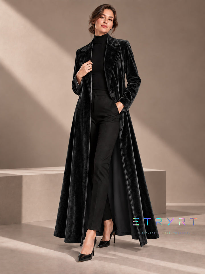 Beatrice | Samt Offene Maxi Jacke