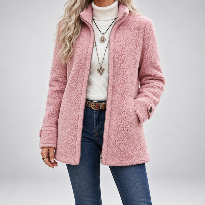 Carissa | Vollzip-Lammwoll-Feeling Stehkragenjacke