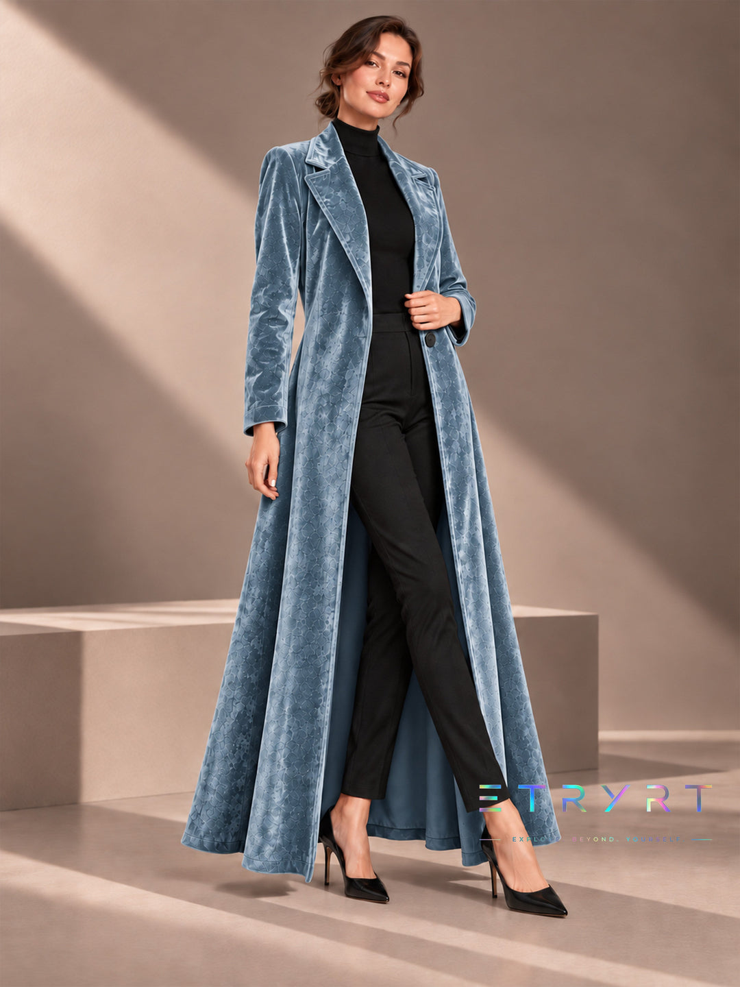 Beatrice | Samt Offene Maxi Jacke