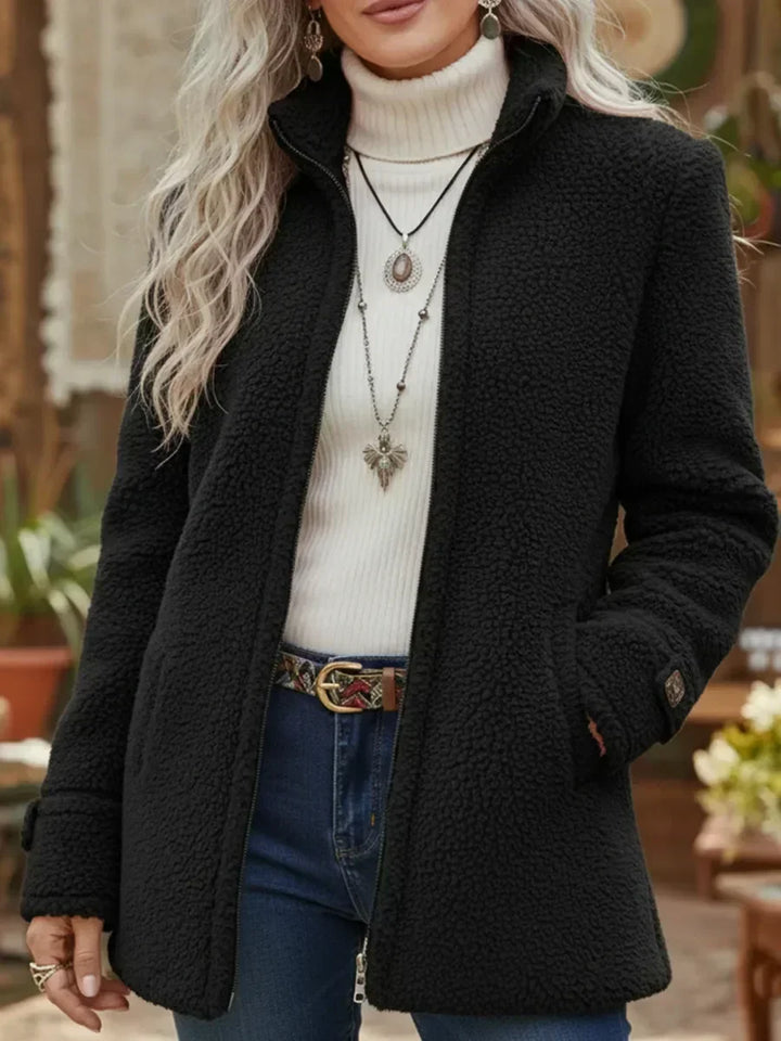 Carissa | Vollzip-Lammwoll-Feeling Stehkragenjacke