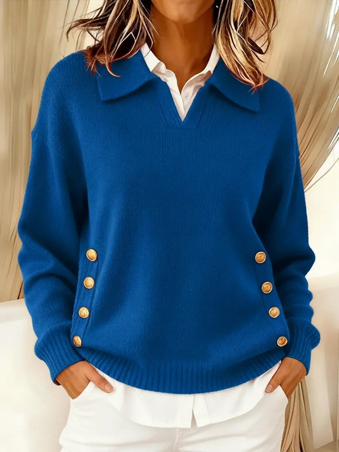 Vynette™ | Pullover mit V-Ausschnitt und Kragen