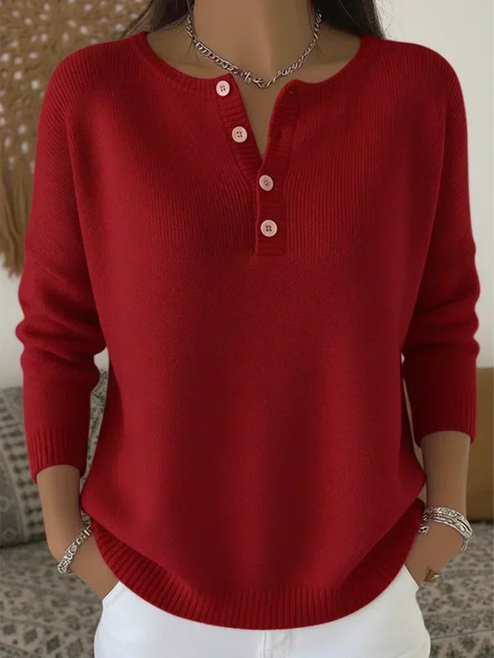 Helena™ | Strickpullover mit Knöpfen im Henley-Stil