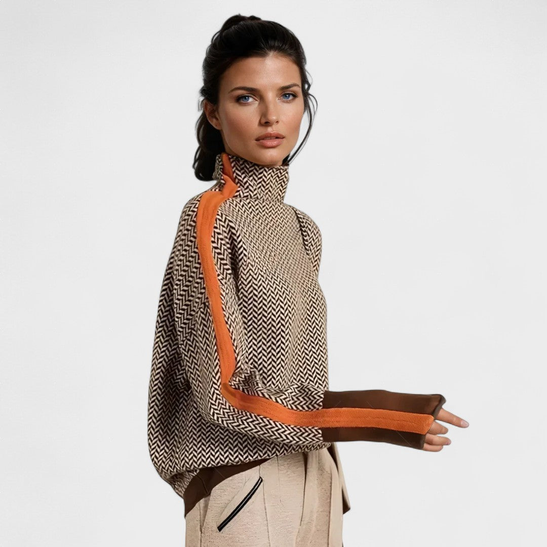 Lara | Luxurious Roll Neck Jumper with Herringbone Pattern