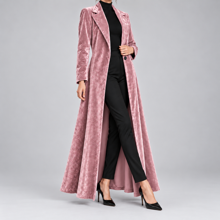 Beatrice | Samt Offene Maxi Jacke