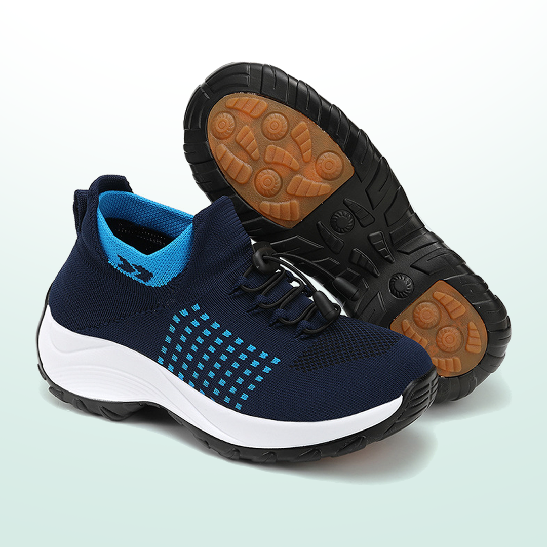 Paisley – Orthopädische Schuhe aus gestricktem Stoff in Blau und Marineblau