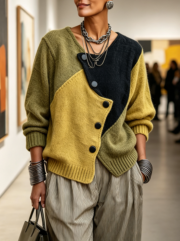 Alba | Asymmetrischer Pullover mit Farbblöcken