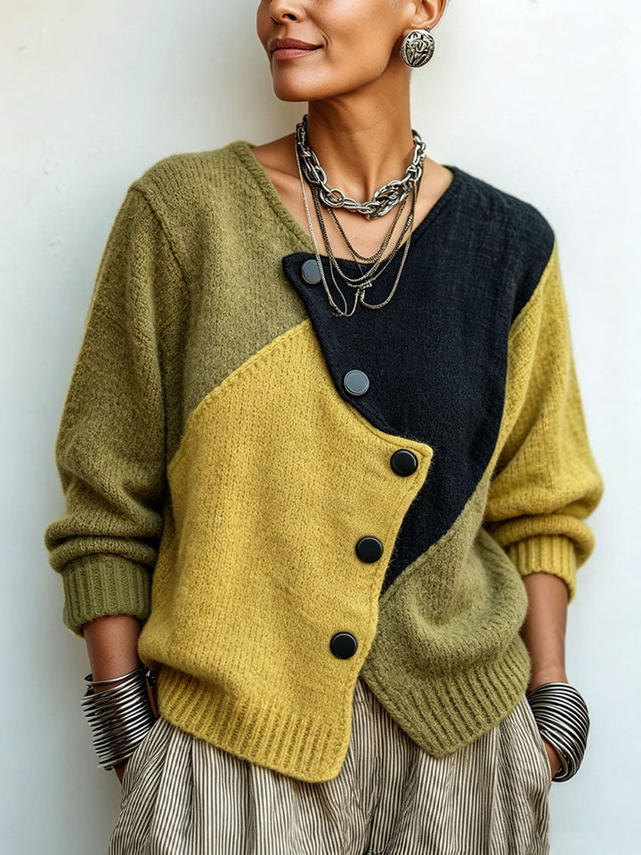 Alba | Asymmetrischer Pullover mit Farbblöcken